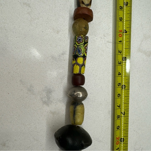Vintage Handmade Artist Crafted Bead Necklace Stone Ceramic Hippie BoHo 19” - Picture 11 of 12
